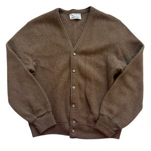 VTG Arnold Palmer Robert Bruce Alpaca Wool Cardigan Brown Grandpa Golf Sweater L